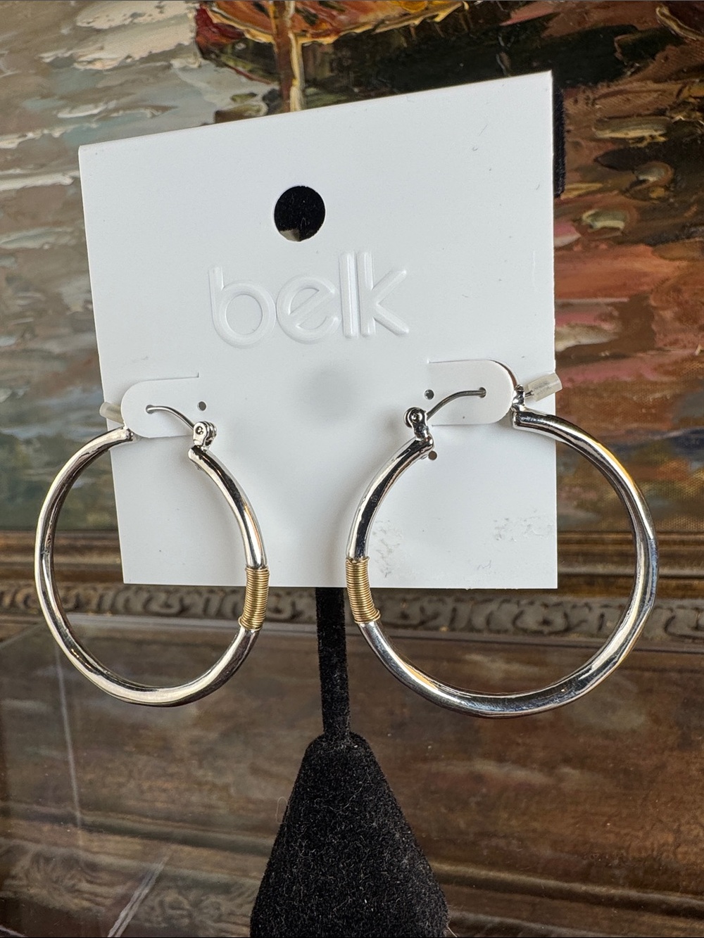 0623-belk Two-Tone Hoop Earrings in Silver and Gold